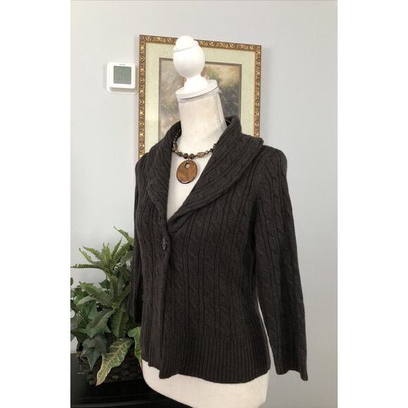 Ann Taylor Loft Small One Open Botton Knit Brown Sweater - Picture 2 of 11